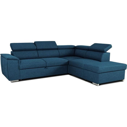 DAYTONA Reversible hoekbank met commode - 5 plaatsen  - Blauwe stof - 260 x 94 x 216 cm