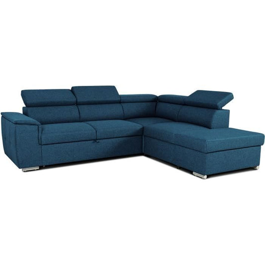 DAYTONA Reversible hoekbank met commode - 5 plaatsen  - Blauwe stof - 260 x 94 x 216 cm