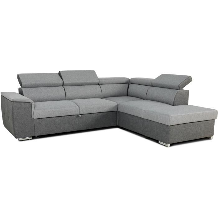 DAYTONA Reversible hoekbank - 5 plaatsen - Grijze en antraciet stof - 260 x 77 / 94 x 216 cm