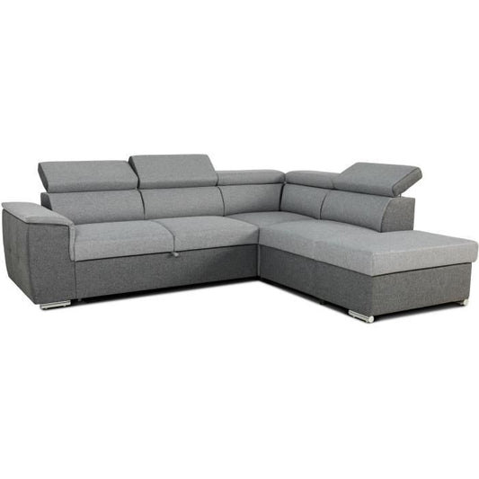 DAYTONA Reversible hoekbank - 5 plaatsen - Grijze en antraciet stof - 260 x 77 / 94 x 216 cm