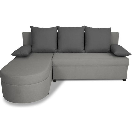 JEN 3-zits omkeerbare converteerbare hoekbank - Grijze stof - Eigentijdse stijl - L196 x H88 x D159 cm