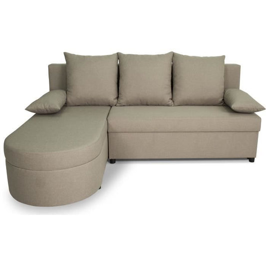 JEN 3-zits omkeerbare converteerbare hoekbank - Beige stof - Eigentijdse stijl - L196 x H88 x D159 cm
