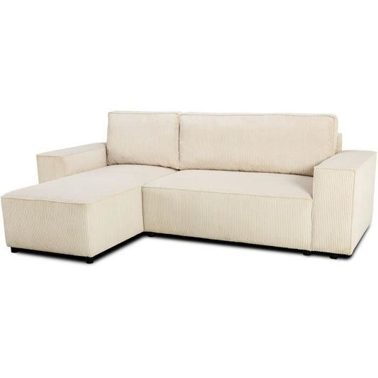JOSH omkeerbare hoekbank - 4 zitplaatsen - Parel corduroy stof - Opbergruimte - 242 x 155 x 86 cm