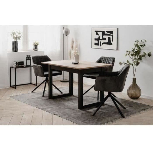 Denver 80B uitschuifbare tafel - 120-160 x 75 x 80 cm - Artisan eiken / antraciet decor - 1 verlengstuk van 40 cm inbegrepen - 8 personen