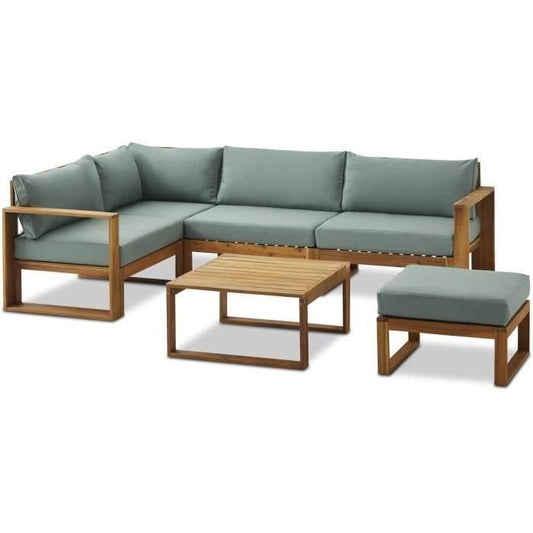 FSC Acacia houten tuinmeubelset - 5 personen - Levata - Groen-blauw