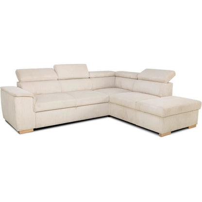 DAYTONA 5-zits omkeerbare converteerbare hoekbank - Beige ribfluweel - Opbergdoos - L 260 x H 94 x D 216 cm