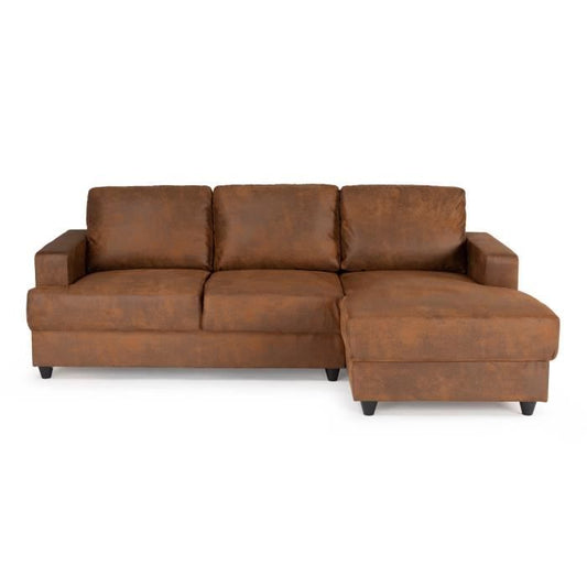 PAUL 4-zits hoekbank - Vintage bruine stof - Hedendaags - L 215 x D 140 cm