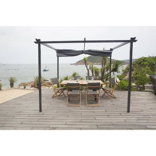 KIBA pergola met roldak - Grijs - 3 x 3 m