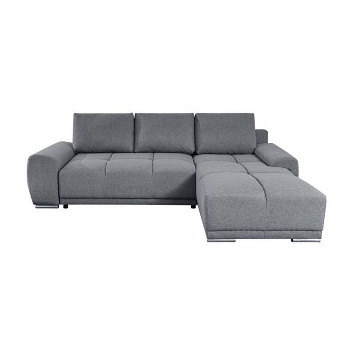 CABELLO converteerbare hoekbank in grijze stof - LOUNGITUDE - Rechte hoek - Occasioneel - 140 x 210 cm
