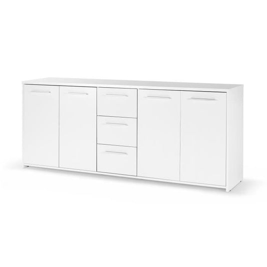 Lage dressoir 4 deuren 3 laden - Mat wit - L 179 x D 42 x H 74,5 cm