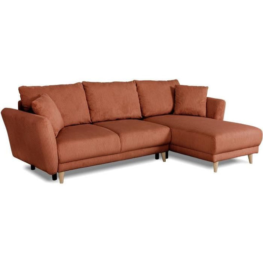 CLAUDIUS Reversible hoekbank - 3/4 zitplaatsen  - Lincoln Terracotta stof - Opbergruimte - 244 x 158 x 86 cm