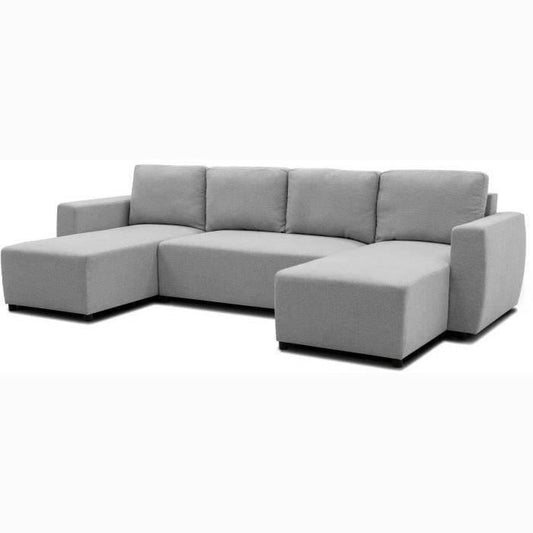 PHARELL 5/6-zits panoramische converteerbare hoekbank - Muisstof - Opbergdoos - L297 x D155 x H71/85 cm