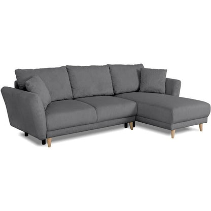 CLAUDIUS Reversible hoekbank - 3/4 zitplaatsen - Stof Lincoln Antraciet - Opbergruimte - 244 x 158 x 86 cm