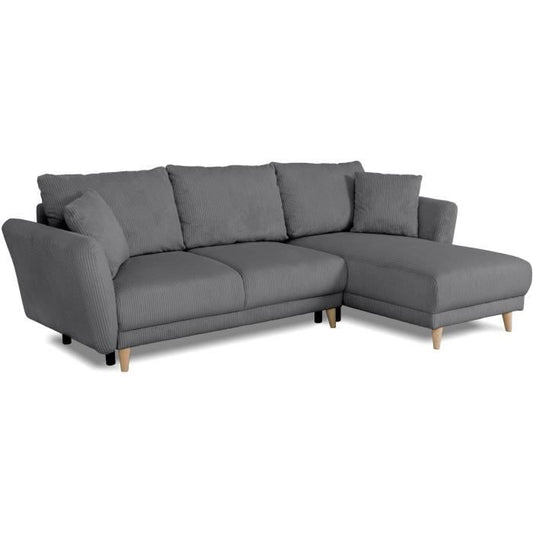 CLAUDIUS Reversible hoekbank - 3/4 zitplaatsen - Stof Lincoln Antraciet - Opbergruimte - 244 x 158 x 86 cm