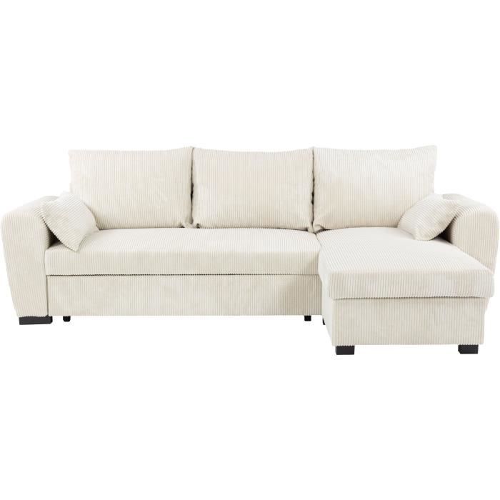 MAX Omkeerbare hoekbank - 3 zitplaatsen - Stof Lincoln Beige - Opbergruimte - 240 x 143 x 85 cm