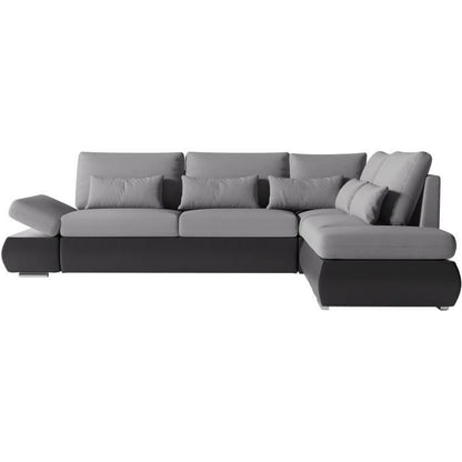 SEVARA 4-zits omkeerbare hoekbank - PU en grijze stof - Opbergdoos - L267 x D200 x H90 cm