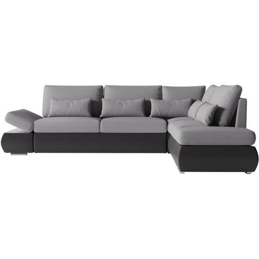 SEVARA 4-zits omkeerbare hoekbank - PU en grijze stof - Opbergdoos - L267 x D200 x H90 cm