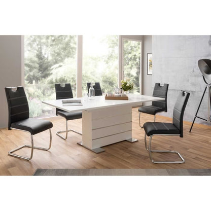 Uitbreidbare tafel 6-8 personen - rechthoekige deelpanelen - mantova - wit en aluminium - l 160-200 x d90 x h75 cm