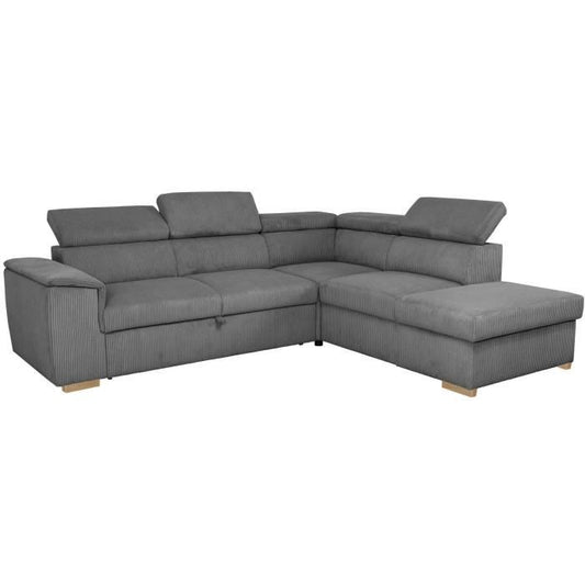 DAYTONA Omkeerbare hoekbank - 5 zitplaatsen - Stof Lincoln Antraciet - Opbergruimte - 260 x 216 x 94 cm