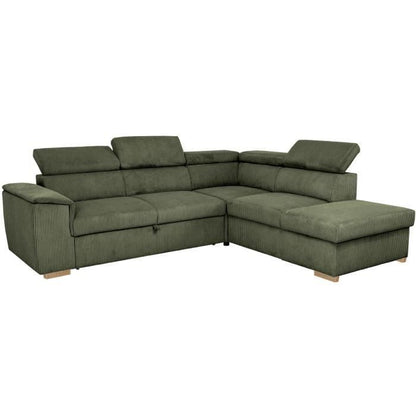 DAYTONA Omkeerbare hoekbank - 5 zitplaatsen  - Khaki fluweel - Opbergbox - L260 x H94 x D216 cm