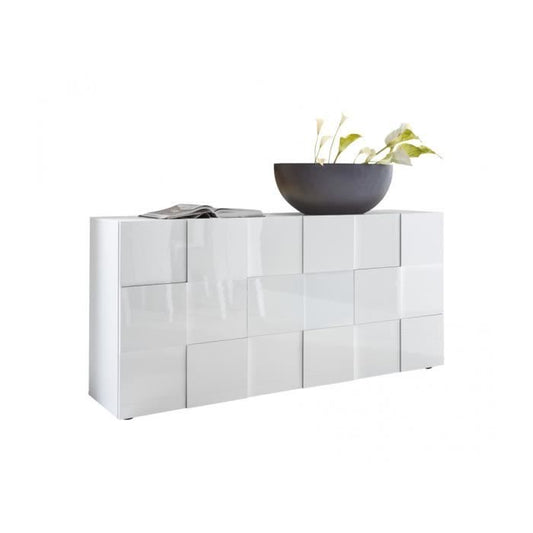 Dressoir met 3 deuren - Wit glanzend gelakt - L181xP42xH84 cm - MILANO