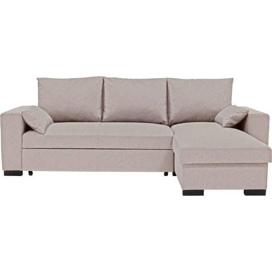 MORGAN Converteerbare hoekbank - 3 plaatsen - Beige met ladekast en decoratieve kussens
