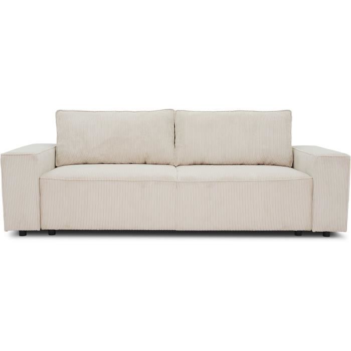 JOSH 4-zits vaste bank - Parel ribfluweel - 241 x 86 x 88 cm