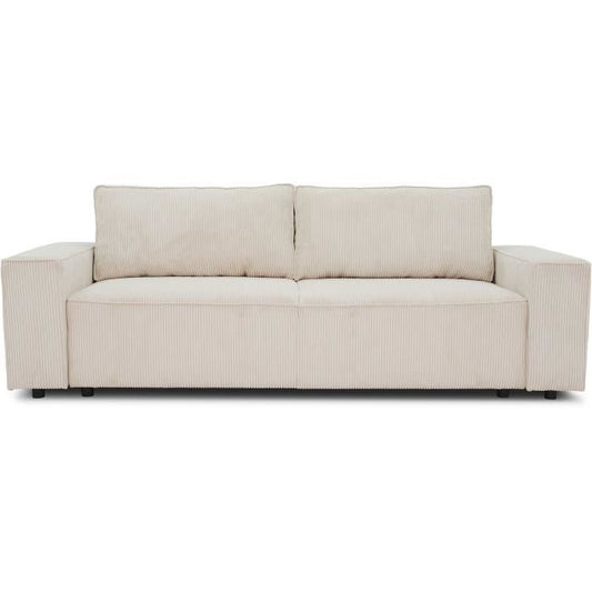 JOSH 4-zits vaste bank - Parel ribfluweel - 241 x 86 x 88 cm
