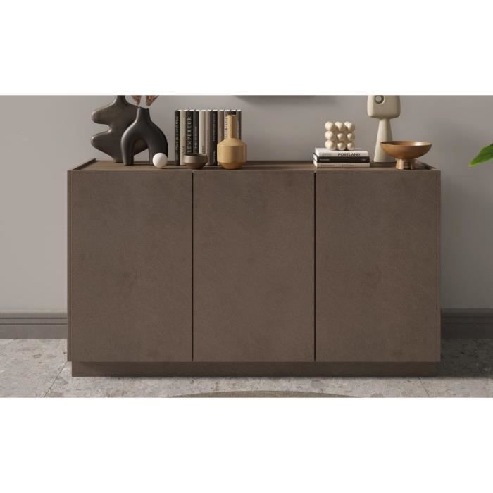 FIRENZE hoog dressoir - Brons en Mercury Eiken - 3 deuren - Eigentijdse stijl/design