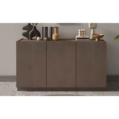 FIRENZE hoog dressoir - Brons en Mercury Eiken - 3 deuren - Eigentijdse stijl/design