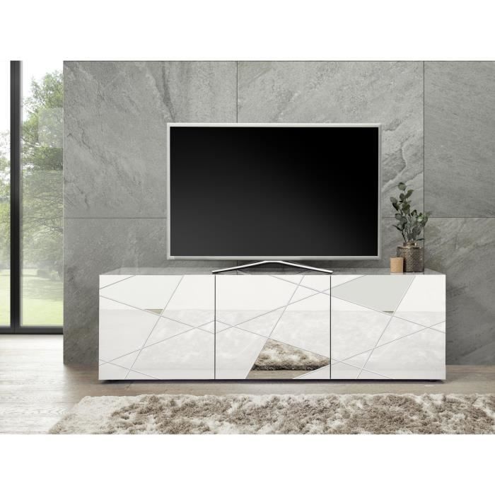 Tv-meubel - Briljant gelakt wit met spiegelschermafwerking - L181 x D43 x H57 cm - Victory
