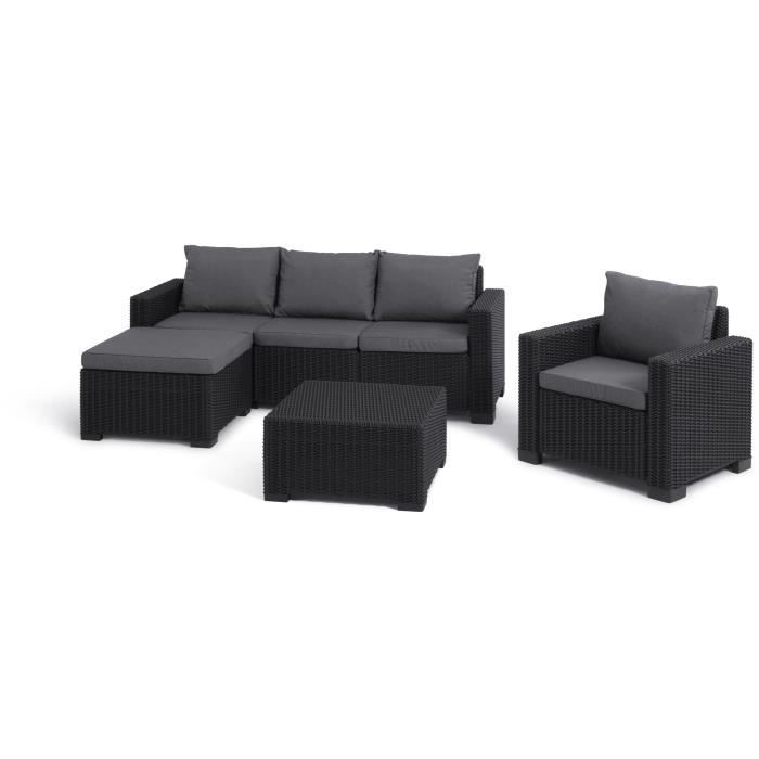 Tuinmeubelen - In gevlochten imitatiehars van rattan - Allibert door Keter - 5 personen - Moorea - Grijs Grafiet