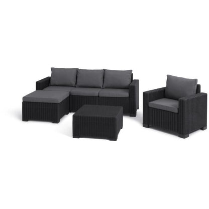 Tuinmeubelen - In gevlochten imitatiehars van rattan - Allibert door Keter - 5 personen - Moorea - Grijs Grafiet