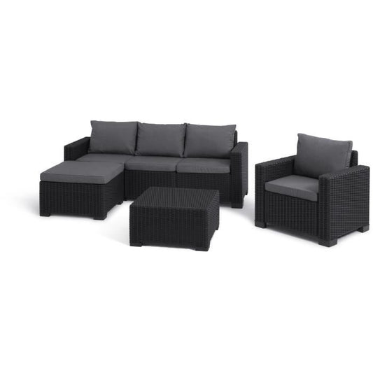 Tuinmeubelen - In gevlochten imitatiehars van rattan - Allibert door Keter - 5 personen - Moorea - Grijs Grafiet