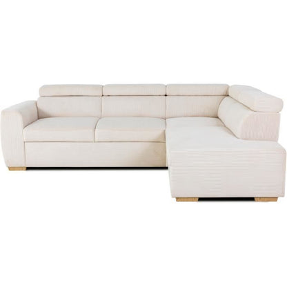 KELIO Omkeerbare hoekbank - 4 plaatsen - Beige ribfluweel stof - 245 x 184 x 87cm