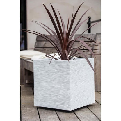 PLASTIC EDA Graphit Vierkant bloemblad - 57 L - 49,5 x 49,5 x 49,5 cm - Witte ceruse
