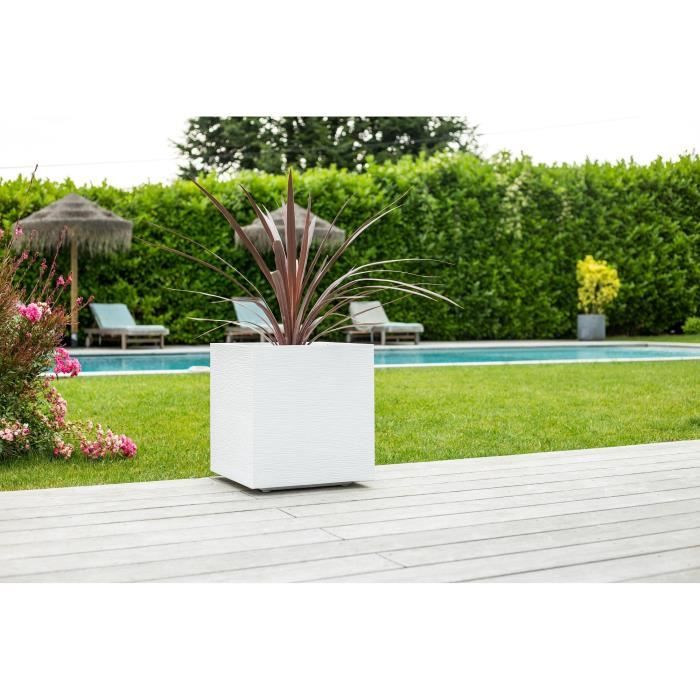 PLASTIC EDA Graphit Vierkant bloemblad - 57 L - 49,5 x 49,5 x 49,5 cm - Witte ceruse