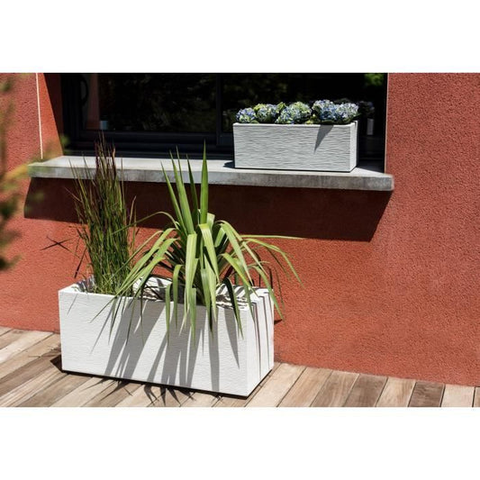 EDA PLASTIQUE Graphit Up Balkonbak - 25 L - 59 x 19,5 x 22,8 cm - Witte kalkverf