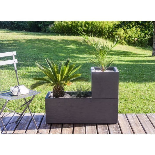 PLASTIC EDA Graphit Up vierkante bloembak - 21 L - 29,5 x 29,5 x 29,5 cm - houtskoolgrijs