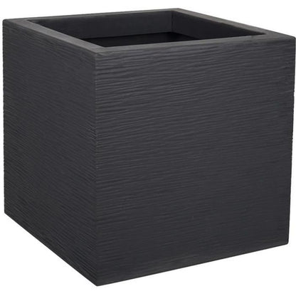 PLASTIC EDA Graphit Up vierkante bloembak - 21 L - 29,5 x 29,5 x 29,5 cm - houtskoolgrijs