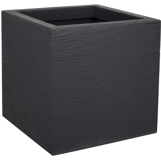 PLASTIC EDA Graphit Up vierkante bloembak - 21 L - 29,5 x 29,5 x 29,5 cm - houtskoolgrijs