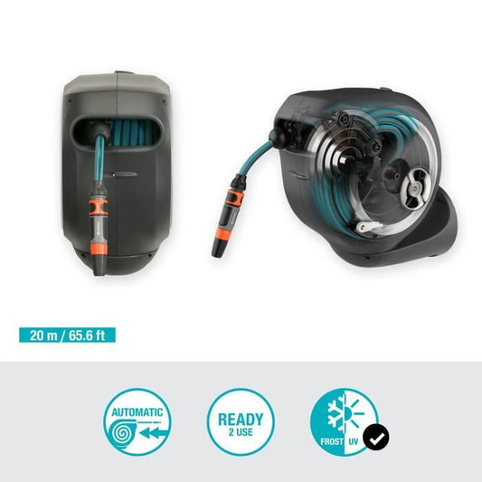 GARDENA Automatische muurhaspel RollUp M 20 m met witte rand