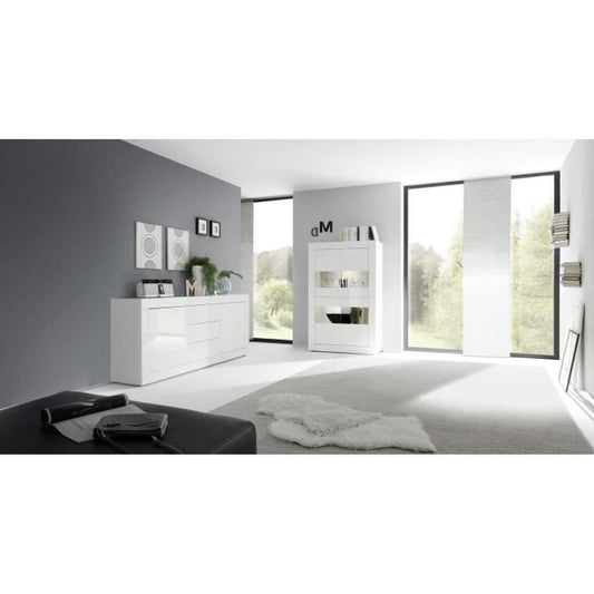 Basico buffet 2 deuren 3 wit gelakte laden - L210XP42XH85.8 cm