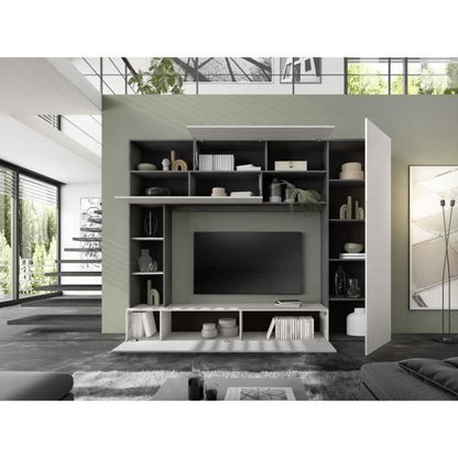 TV-wandmeubel - PRATO - Steenlook grijs - 277 x 40 x 210 cm