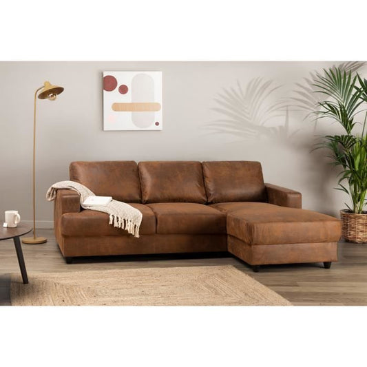 PAUL 4-zits hoekbank - Vintage bruine stof - Hedendaags - L 215 x D 140 cm