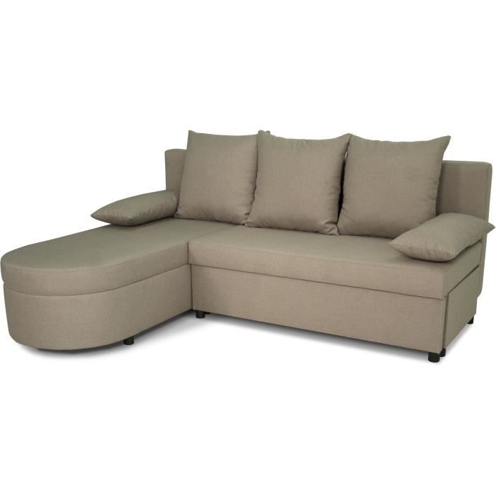 JEN 3-zits omkeerbare converteerbare hoekbank - Beige stof - Eigentijdse stijl - L196 x H88 x D159 cm