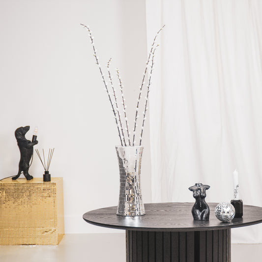 Vaas - Disco - Glas - Zilver - 12,5x12,5x30cm