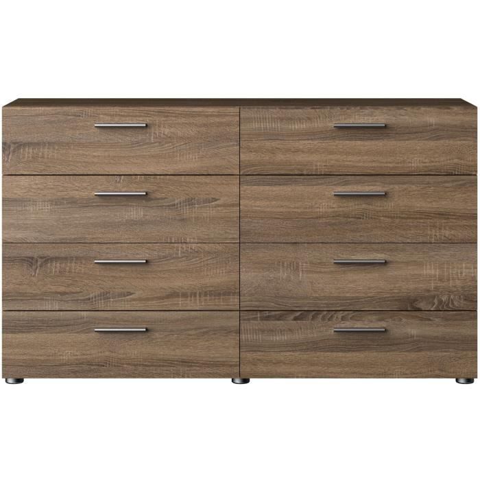 TYHJA ladekast met 8 lades - Chene Truffel - B 140 x D 40 x H 82 cm