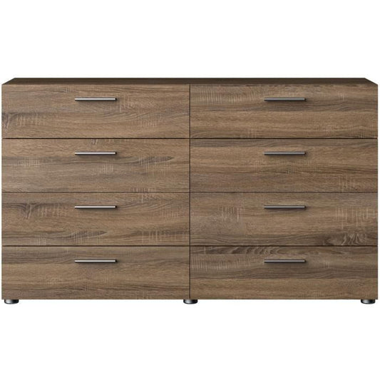 TYHJA ladekast met 8 lades - Chene Truffel - B 140 x D 40 x H 82 cm