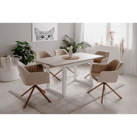 Houston uitschuifbare eettafel - 160-200 x 75 x 90 cm - Blad met travertijneffect - 1 verlengstuk inbegrepen - 10 personen